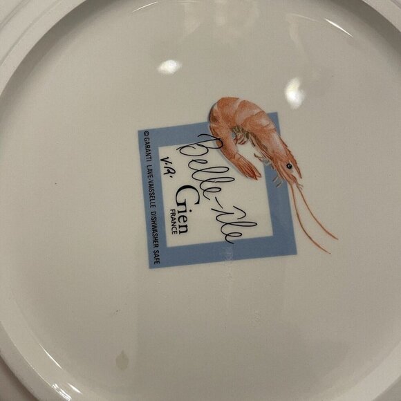 Faiencerie De Gien Belle Ile Dinner Plate‎ Coastal Seafood Made In France Set - Picture 3 of 6